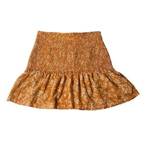 Cotton On Rust Orange Ditsy Floral Smocked Mini Skirt - Large